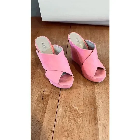 Charles by Charles David Pink Alternative Wedge Ultra High Sandals SZ 6 - Picture 9 of 9